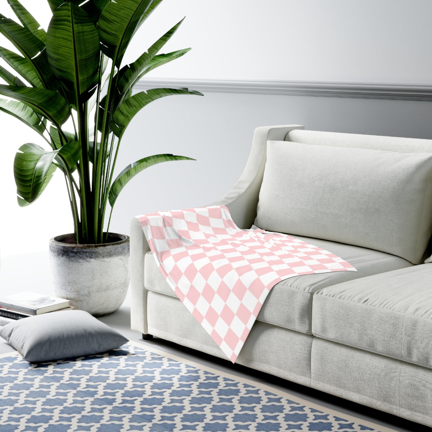 Pink Checkered Baby Swaddle Blanket