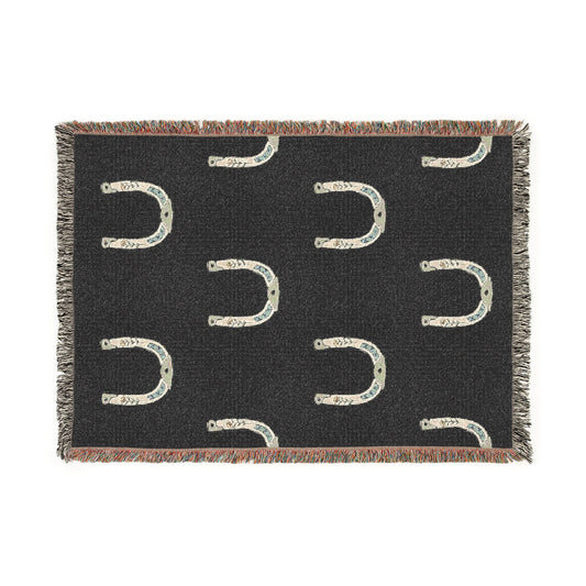 Lucky Horse Shoe Woven Blanket
